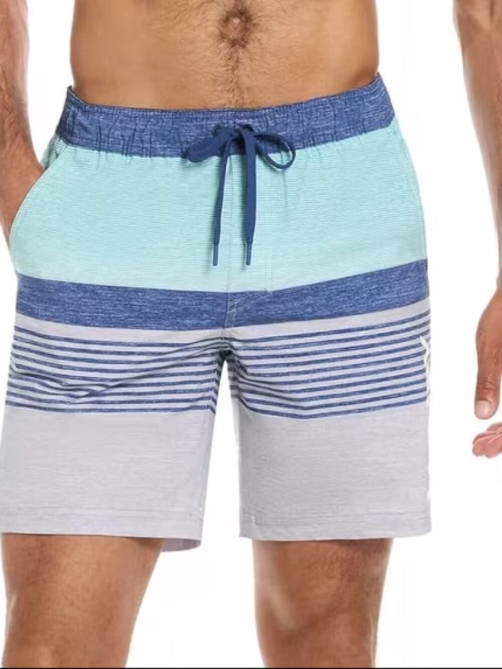 Hurley Striped Lined Volley Swim Shorts - Size S - Blue / Grey